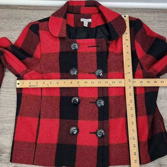 Relativity Jacket Buffalo Check Size PL Red and Black Plaid Wool warm cute - Picture 7 of 10
